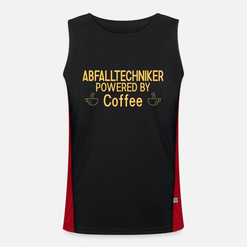 Abfalltechniker Powered By Coffee Funktionelles Kontrast-Tank Top für Männer 