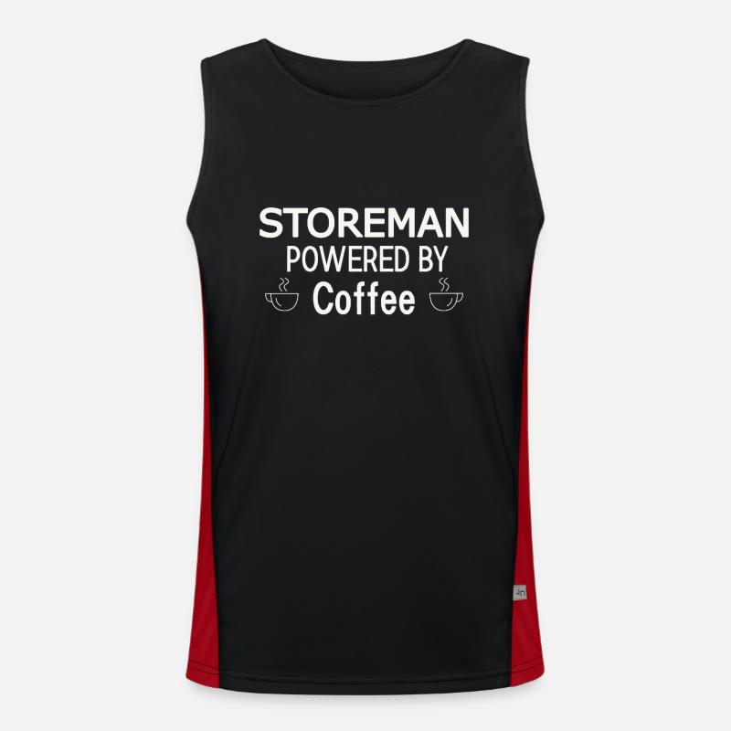 Storeman Powered By Coffee - Men's Functional Contrast Tank Top  - black/red