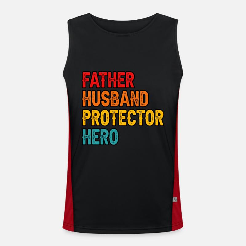 Father Husband Protector Hero Funktionelles Kontrast-Tank Top für Männer 