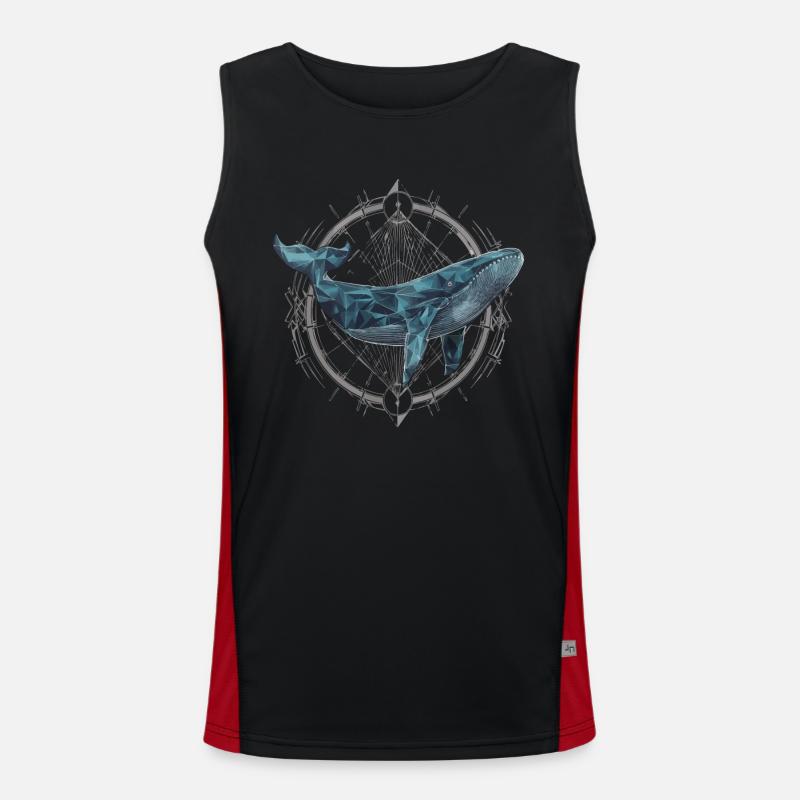Whale Polygon Sea Diver Animal Welfare Gift Men's Functional Contrast Tank Top 