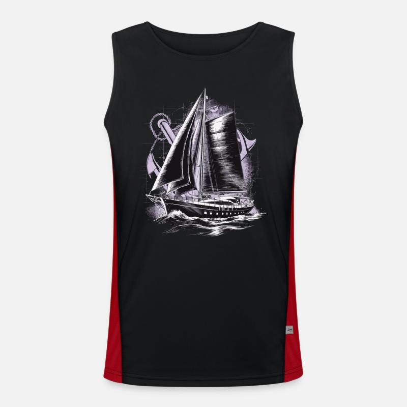 Segelboot mit Anker Geschenk Funktionelles Kontrast-Tank Top für Männer 