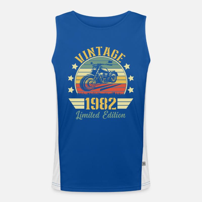 Vintage 1982 Jubiläum Biker Motorrad Geschenk Funktionelles Kontrast-Tank Top für Männer 