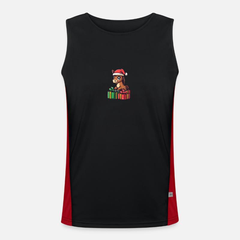 Pferd Weihnachten Comic Geschenke Funktionelles Kontrast-Tank Top für Männer 