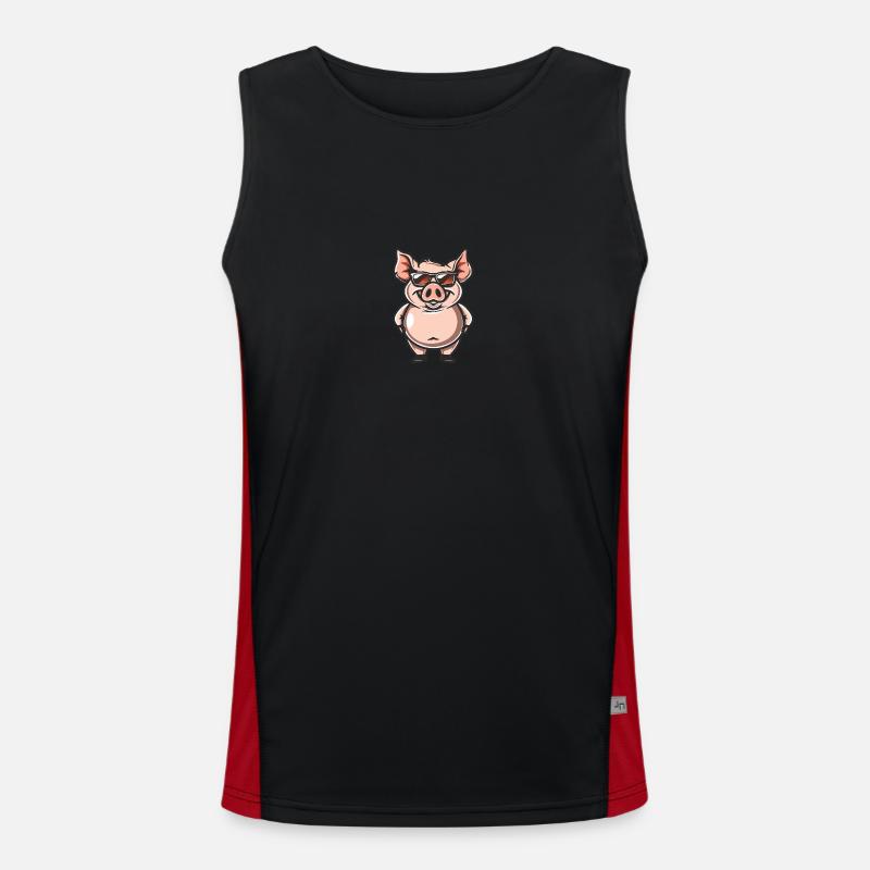 Pig Cool Comic - Men's Functional Contrast Tank Top  - black/red