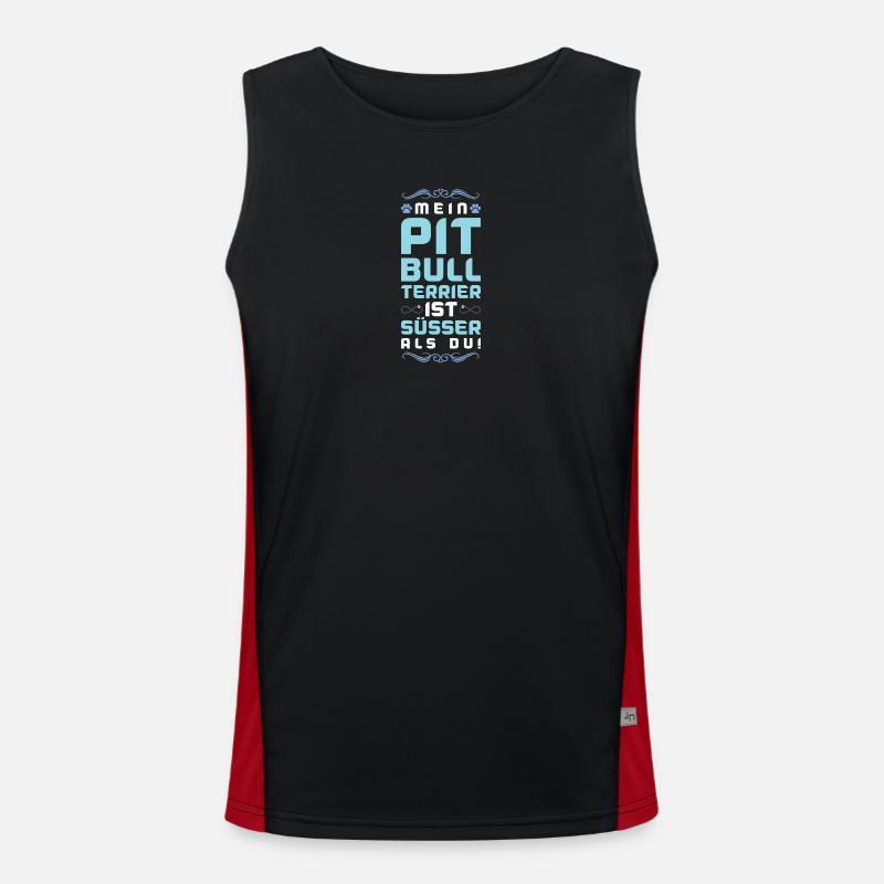 pit hund spruch Funktionelles Kontrast-Tank Top für Männer 
