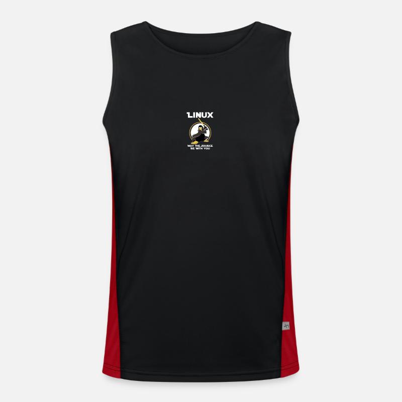 may_the_linux_source - Men's Functional Contrast Tank Top  - black/red