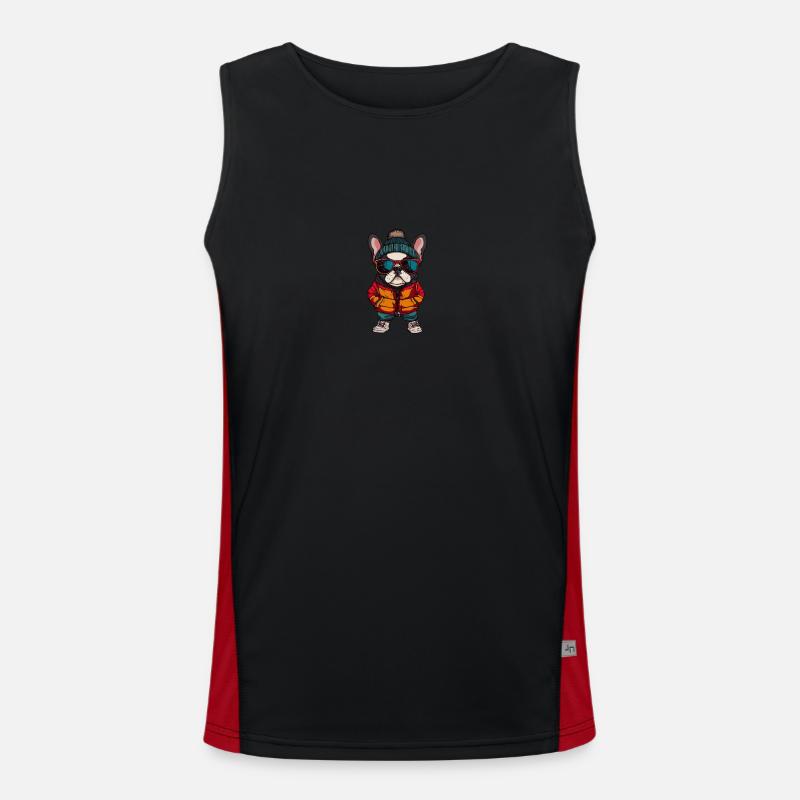 French Buldog Dog Winter Comic - Men's Functional Contrast Tank Top - black/red