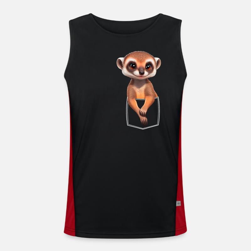 Süßes Erdmännchen Meerkat in Brusttasche Pocket Funktionelles Kontrast-Tank Top für Männer 