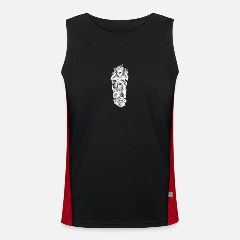 Three Monkeys - Men's Functional Contrast Tank Top  - black/red