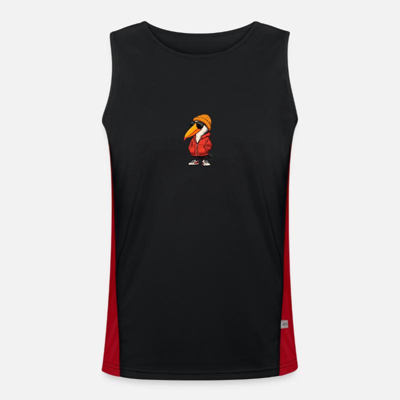 Pelican Bird Winter Comic Men's Functional Contrast Tank Top 