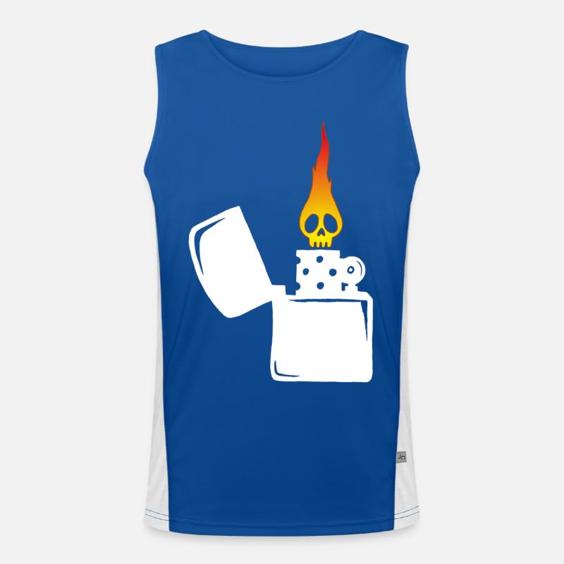 flaming skull and white lighter Men's Functional Contrast Tank Top 