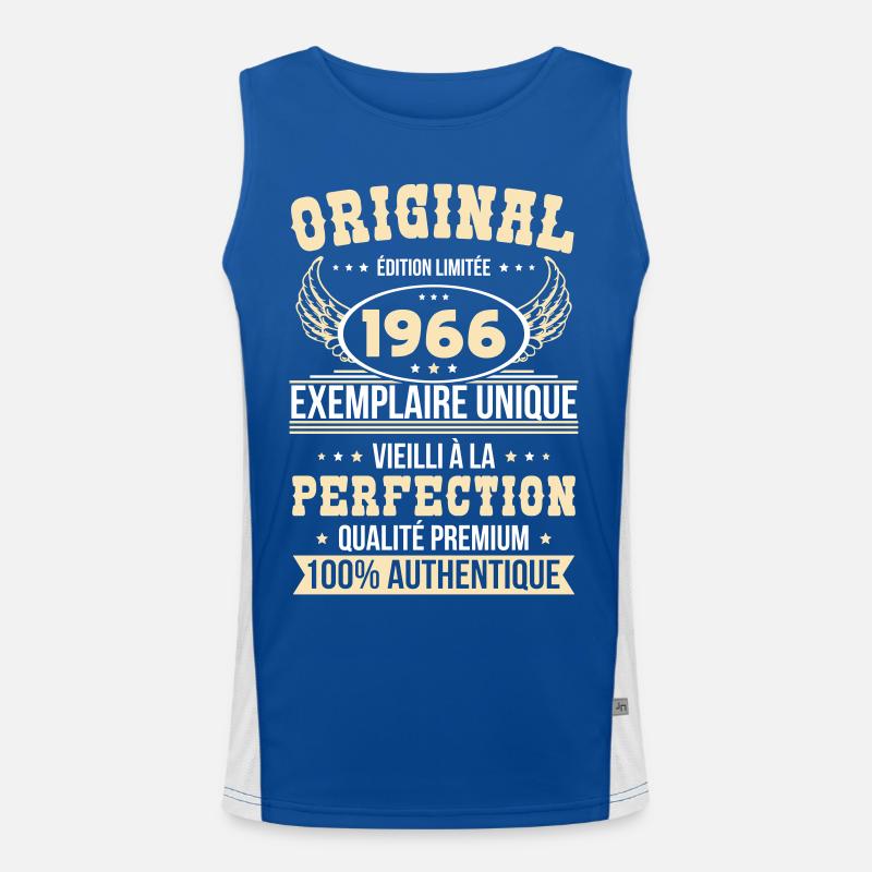 1966 – Exemplaire unique – Qualité premium Débardeur respirant contrasté Homme 