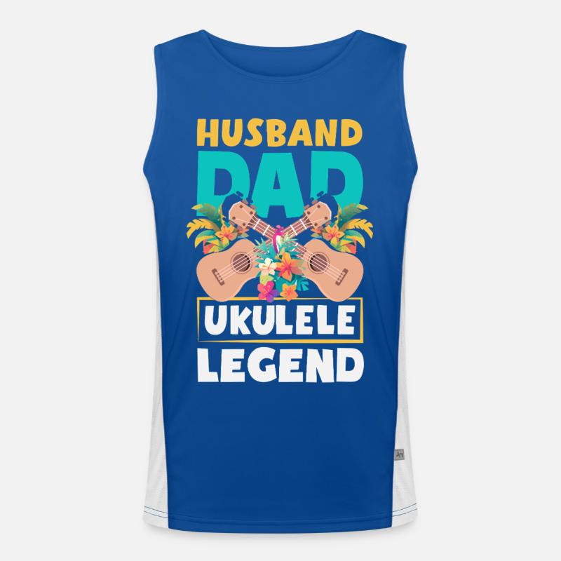 Husband Dad Ukulele Legend Funny Father's Day Men's Functional Contrast Tank Top 