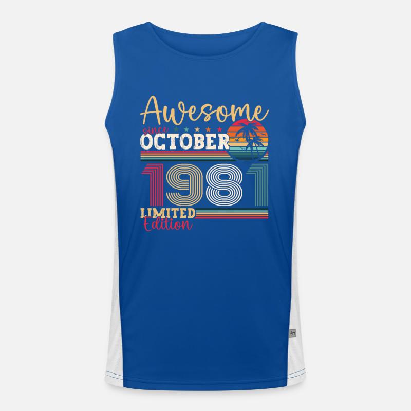 Génial Octobre 1981 41st Birthday Gift Cool Débardeur respirant contrasté Homme 