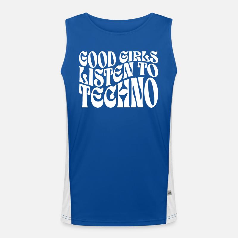 Mädchen hören Techno-Musik Funktionelles Kontrast-Tank Top für Männer 
