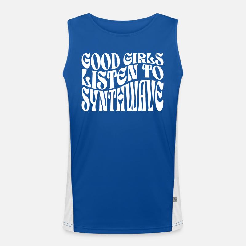 Mädchen hören Synthwave-Musik Funktionelles Kontrast-Tank Top für Männer 