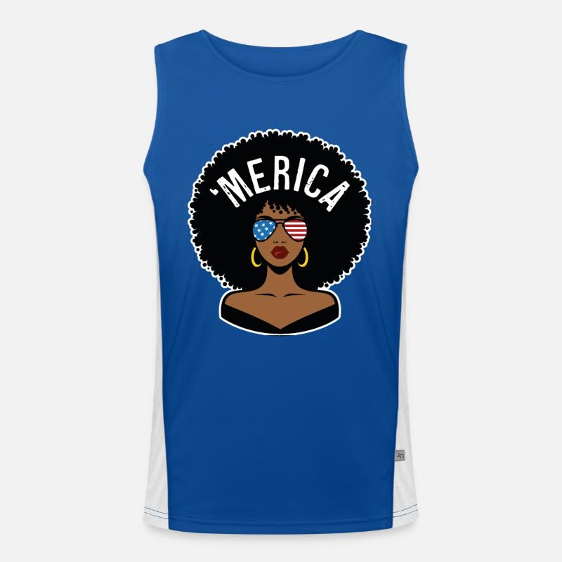 'merica Afro Men's Functional Contrast Tank Top 