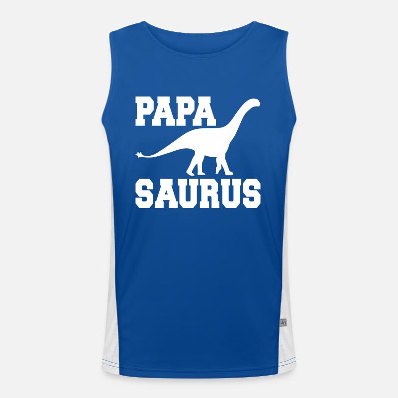 Papasaurus Vatertag Dinosaurier T-Rex Geschenkidee Funktionelles Kontrast-Tank Top für Männer 