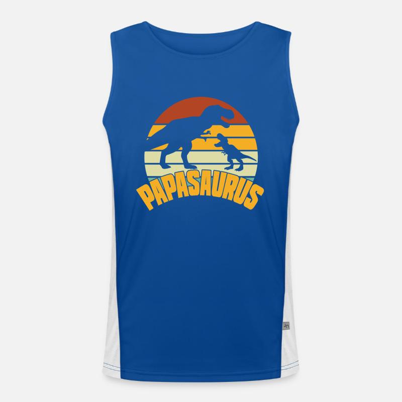 Papasaurus Vatertag Dinosaurier T-Rex Geschenkidee Funktionelles Kontrast-Tank Top für Männer 