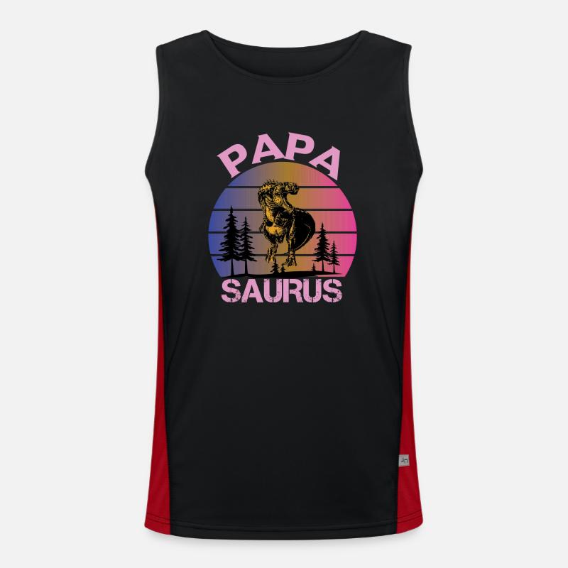 Papasaurus Vatertag Dinosaurier T-Rex Geschenkidee Funktionelles Kontrast-Tank Top für Männer 