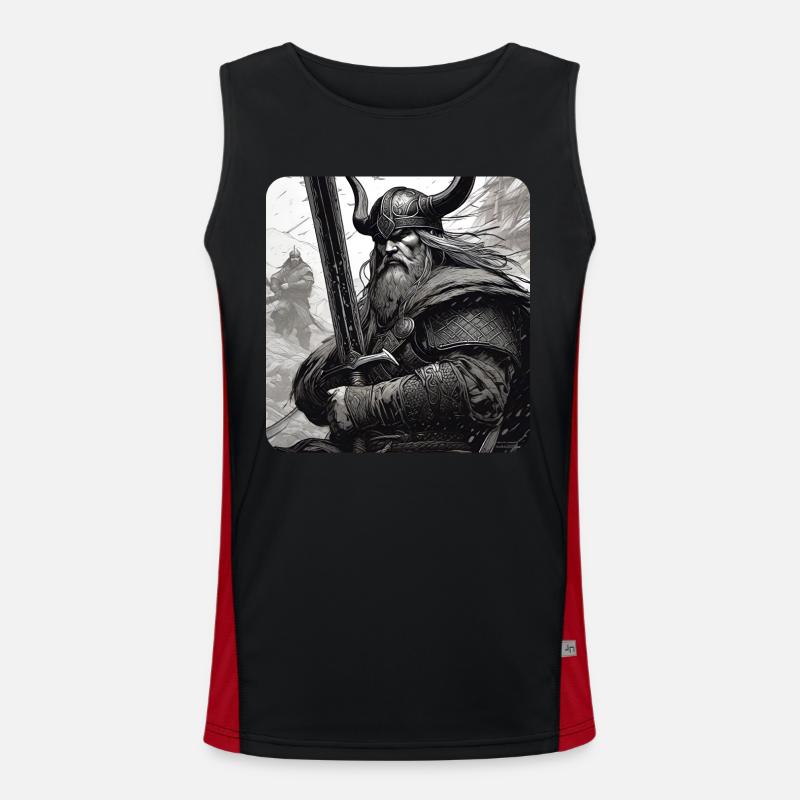 Fier Viking avec épée et cornes casque Débardeur respirant contrasté Homme 