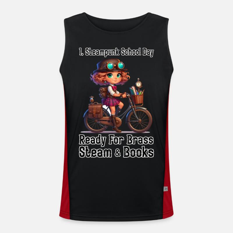 First Steampunk School Day - Men's Functional Contrast Tank Top - black/red