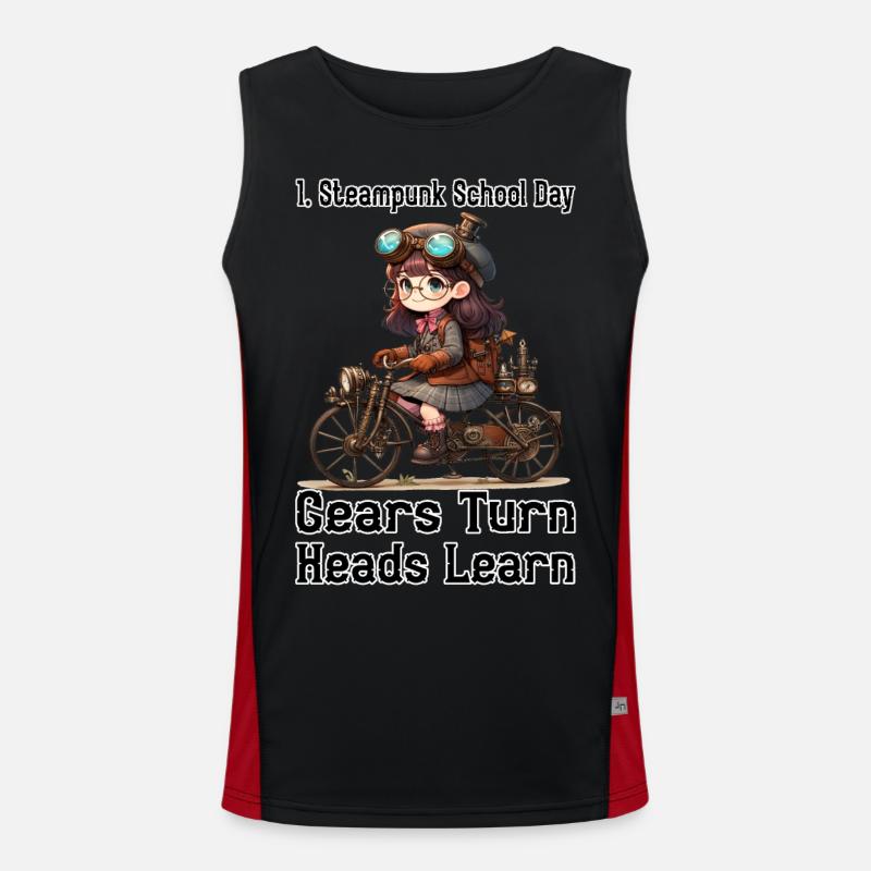 First Steampunk School Day - Men's Functional Contrast Tank Top  - black/red