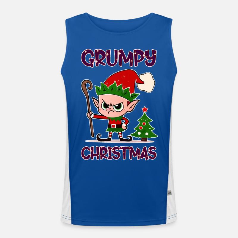 Grumpy Christmas Elf Men's Functional Contrast Tank Top 