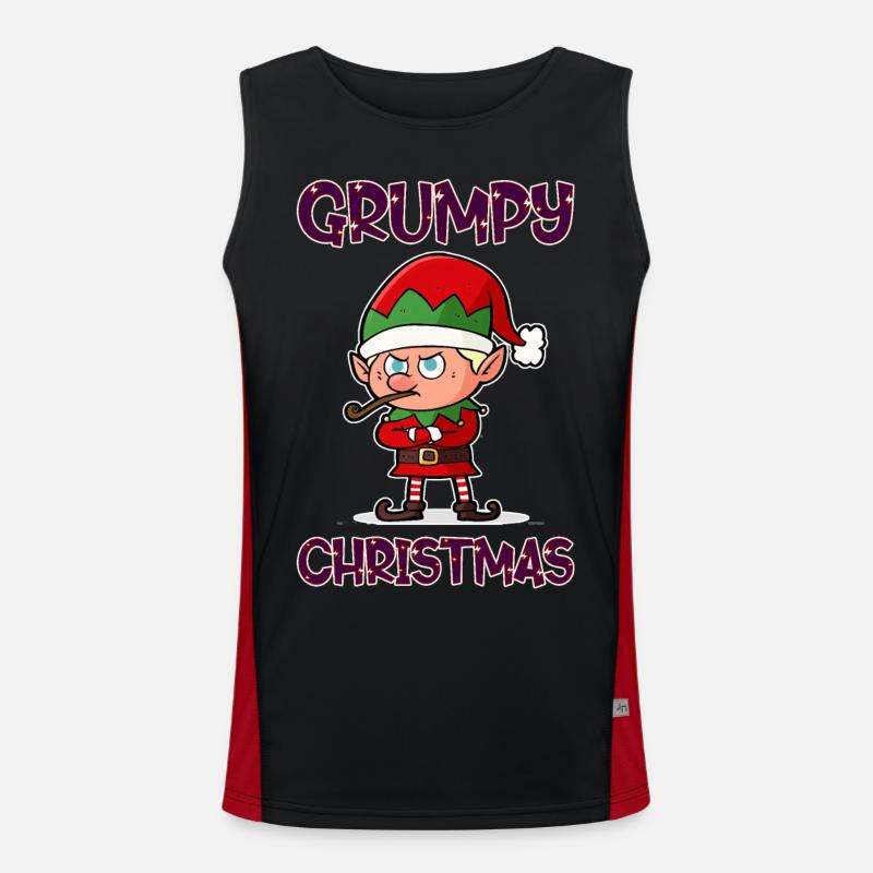 Grumpy Christmas Elf - Men's Functional Contrast Tank Top  - black/red