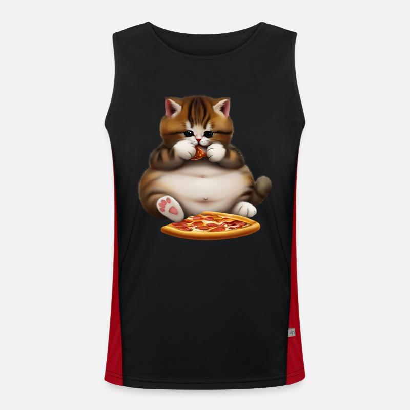 Pizza lover cat Men's Functional Contrast Tank Top 