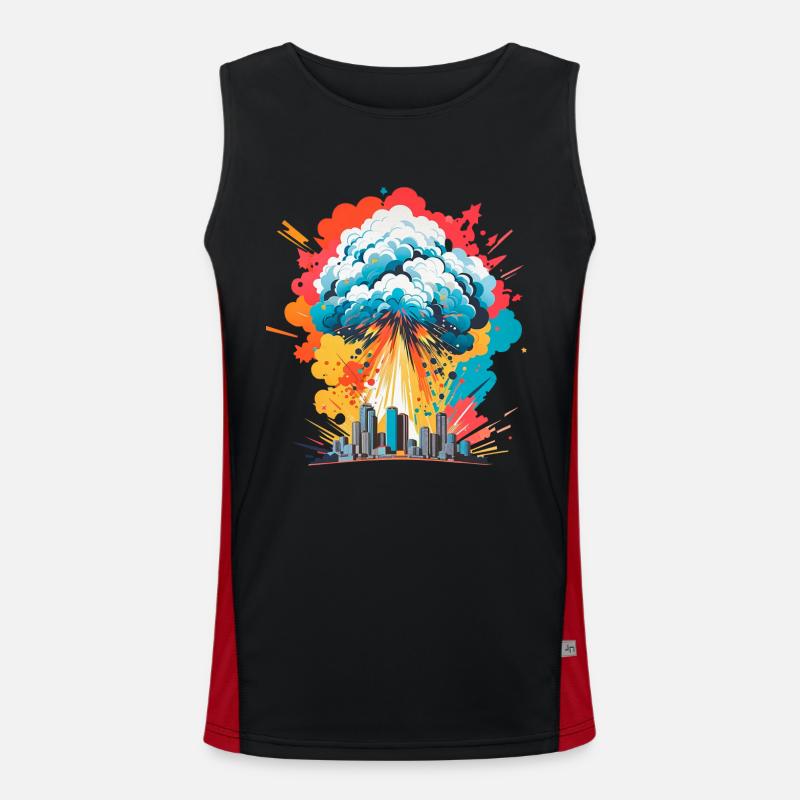 Nuclear explosion mushroom cloud Men's Functional Contrast Tank Top 