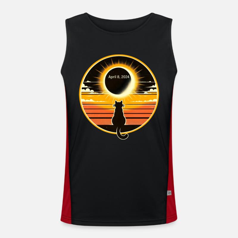 Cat Solar April 8, 2024 Eclipse Sunset Men's Functional Contrast Tank Top 