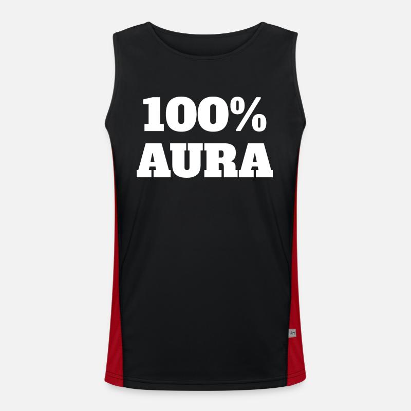 100% Aura Level Points Humour Meme Aura Débardeur respirant contrasté Homme 
