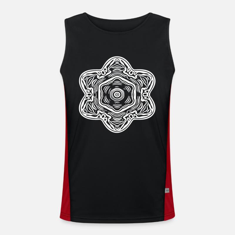 Geometric Mandala Flowers Pattern Shape - Men's Functional Contrast Tank Top  - black/red