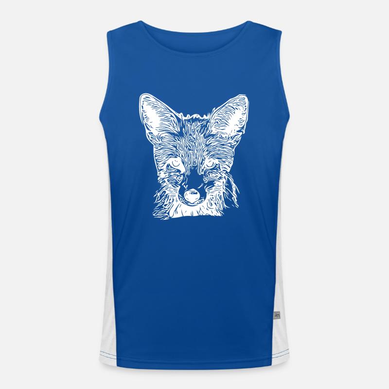 Cute Young Fox Drawing Men's Functional Contrast Tank Top 