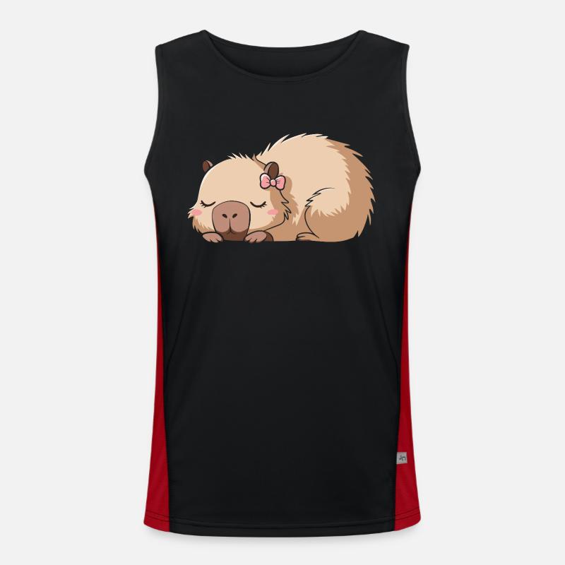 Cute Capybara Pink Bow Capybara Men's Functional Contrast Tank Top 