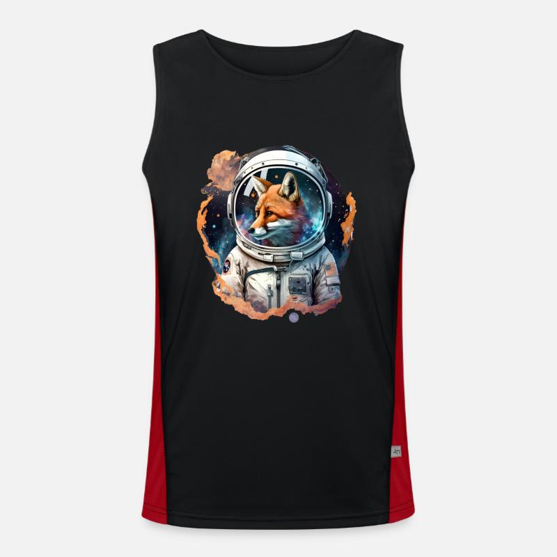 Fox astronaut in space Men's Functional Contrast Tank Top 