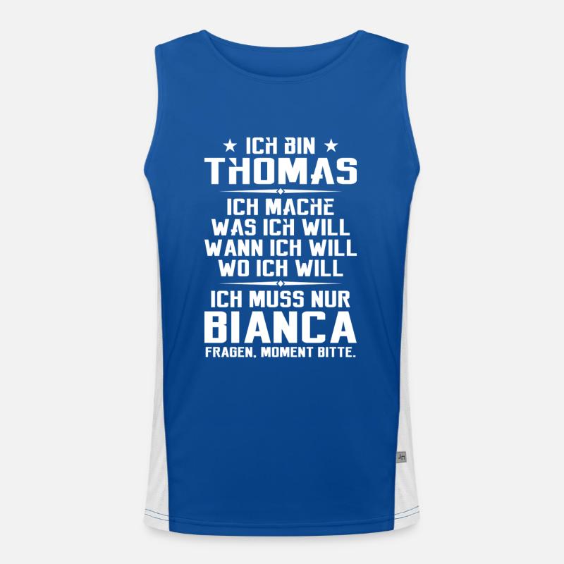 Ich bin Thomas und mache was ich will | Sarkasmus Funktionelles Kontrast-Tank Top für Männer 