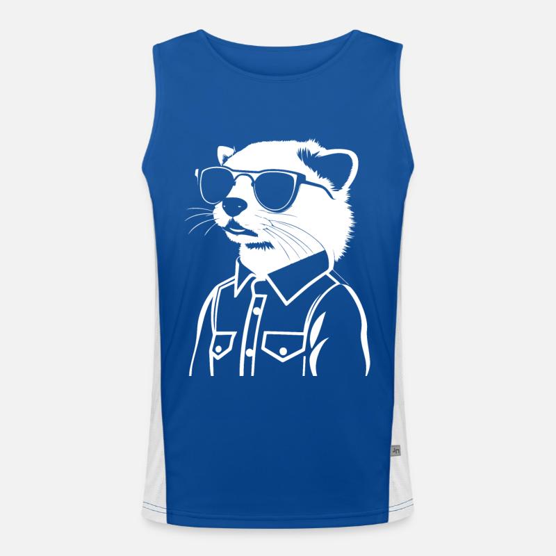 Frettchen mit Sonnenbrille Coole Frettchen Funktionelles Kontrast-Tank Top für Männer 