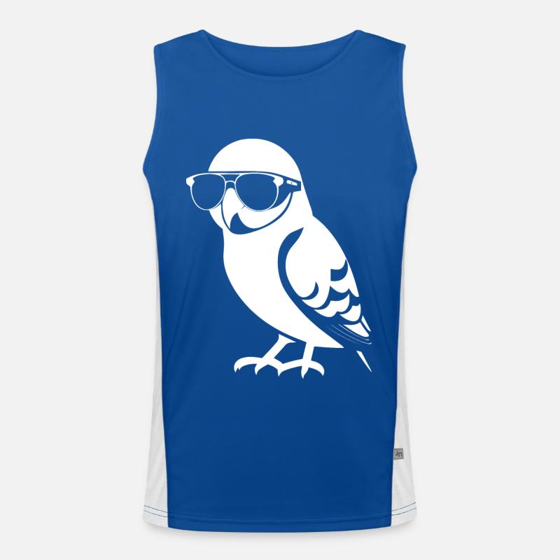 Funny Bird Wearing Sunglasses Cool Bourke's Parak Men's Functional Contrast Tank Top 