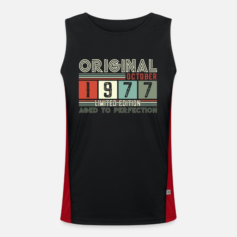 Original Octobre 1977 45th Birthday Gift Cool Débardeur respirant contrasté Homme 