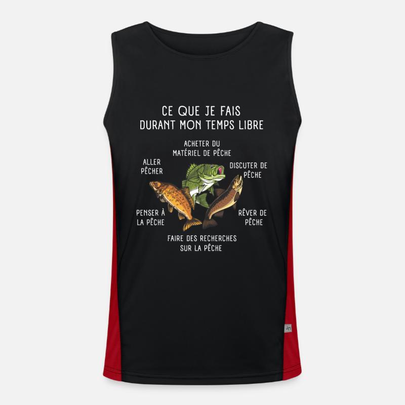 Pêche Ce Que Je Fais De Mon Temps Libre Pêcheur Débardeur respirant contrasté Homme 