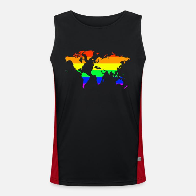 Rainbow World - Outing World Flag Men's Functional Contrast Tank Top 