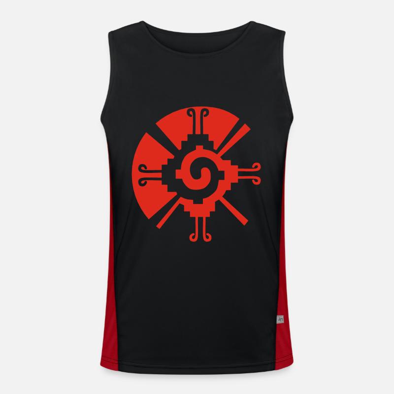 Red Mayan Protection Symbol Men's Functional Contrast Tank Top 