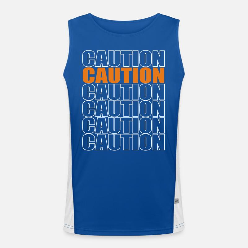 Caution Graphic Men's Functional Contrast Tank Top 
