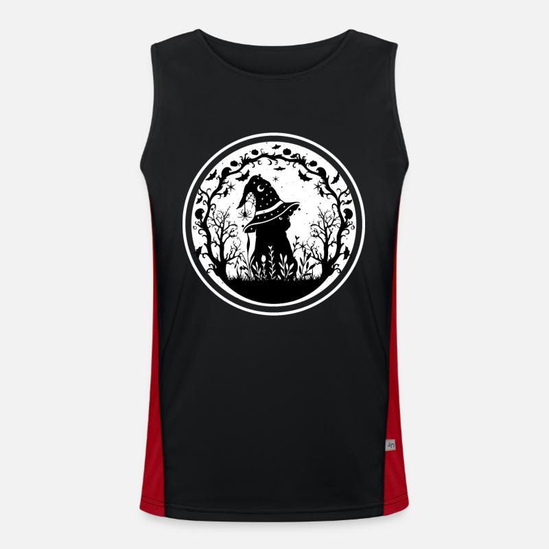 Witchcraft Cat Witching Hour - Men's Functional Contrast Tank Top - black/red