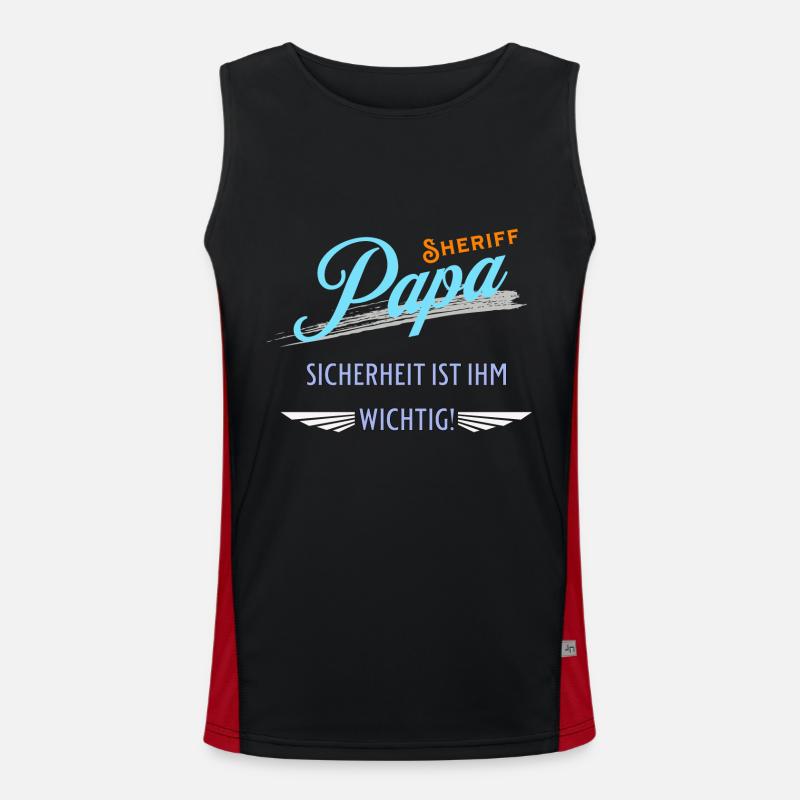 Papa Sheriff Vater Ehemann Papi Funktionelles Kontrast-Tank Top für Männer 