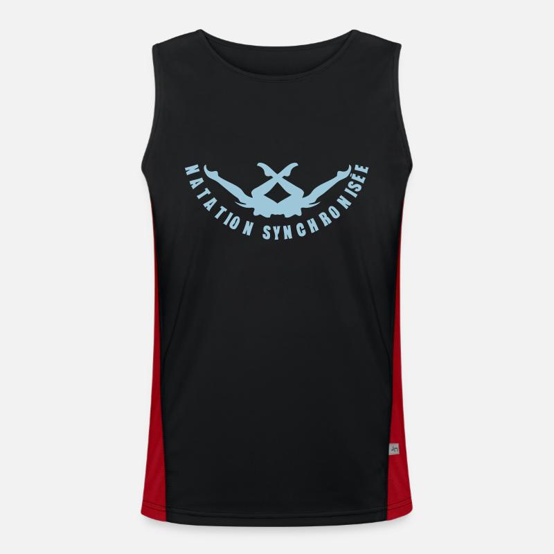 synchronisee2 swimming synchronized swim - Men's Functional Contrast Tank Top  - black/red