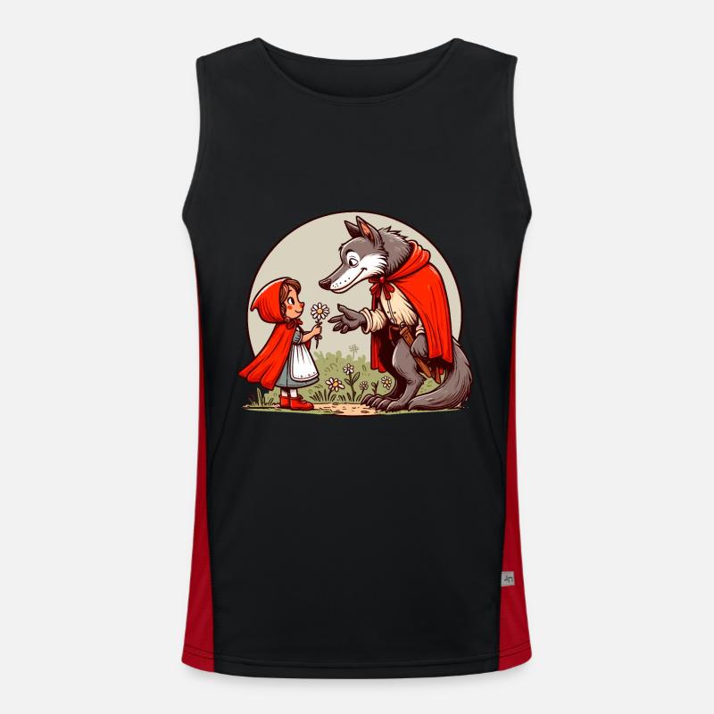 Rotkäppchen Märchen Wolf Niedlich Märchenfigur Funktionelles Kontrast-Tank Top für Männer 