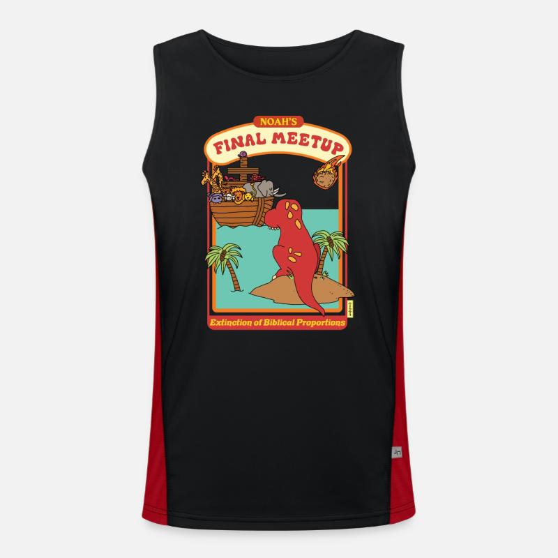 Noah's Final Meetup - Funny Dinosaur Funktionelles Kontrast-Tank Top für Männer 